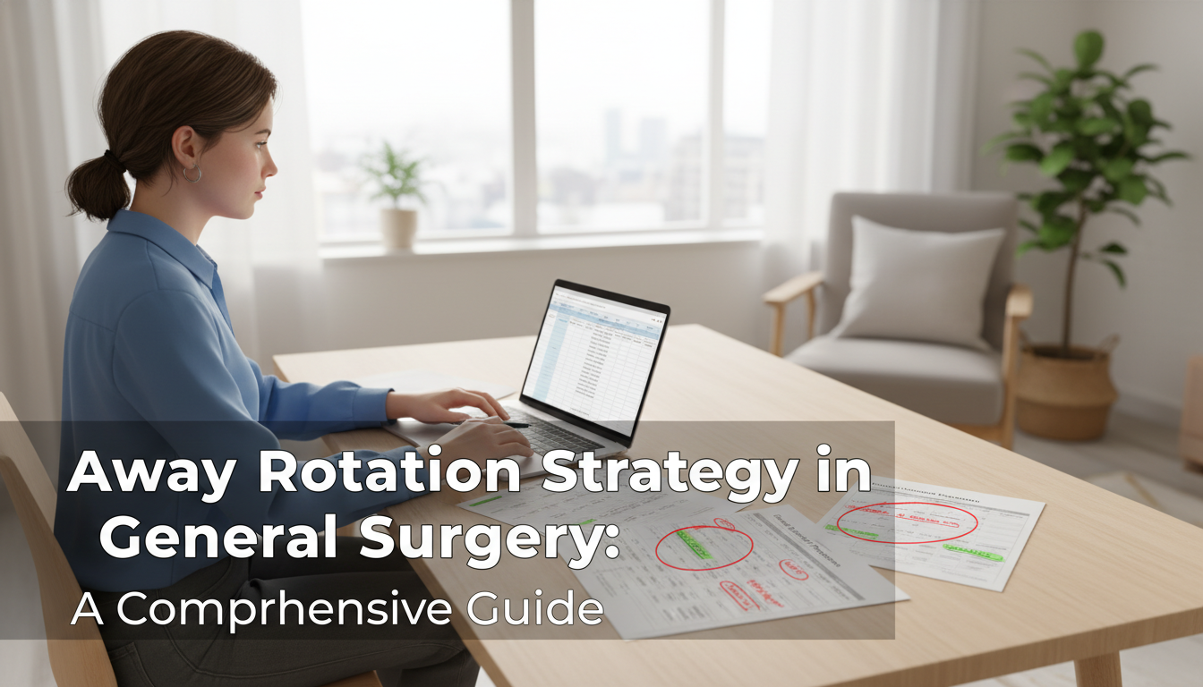 Medical student reviewing away rotation options on laptop Medical student reviewing away rotation options on laptop - general surgery residency for Away Rotation Strategy in General S