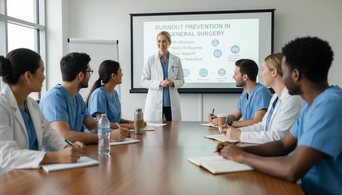 General surgery residents participating in a wellness workshop General surgery residents participating in a wellness workshop - general surgery residency for Residency Burnout Prevention i