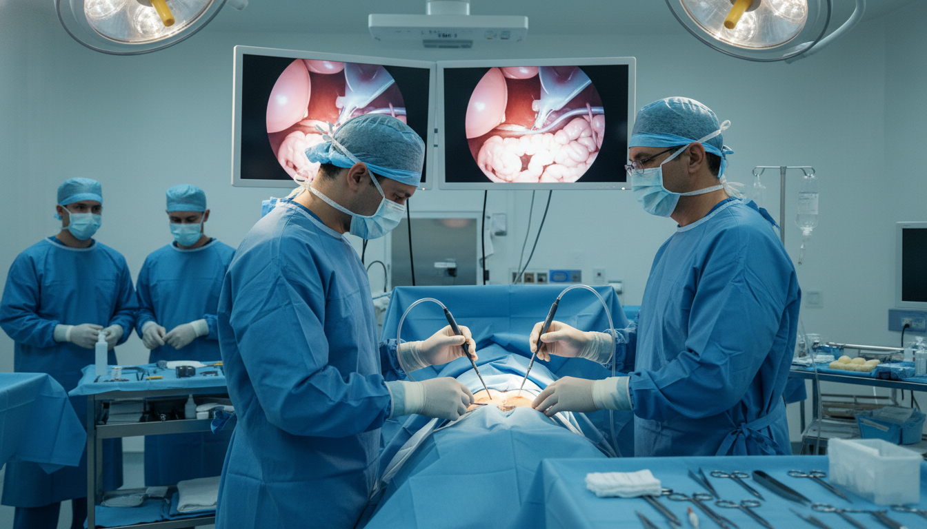 General surgery resident performing a laparoscopic case under attending supervision General surgery resident performing a laparoscopic case under attending supervision - general surgery residency for Case Volu