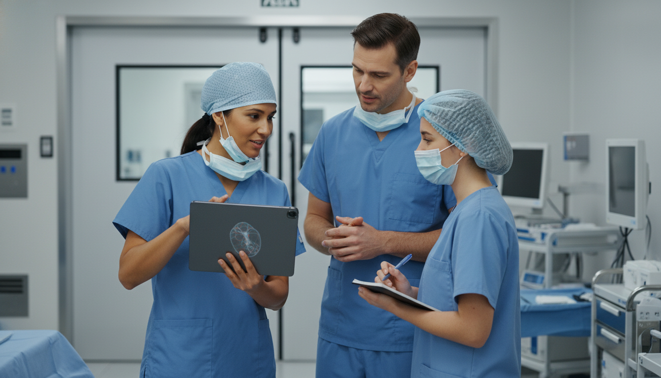 Surgical team debriefing with medical student after operation - general surgery residency for Excelling in Clinical Rotations