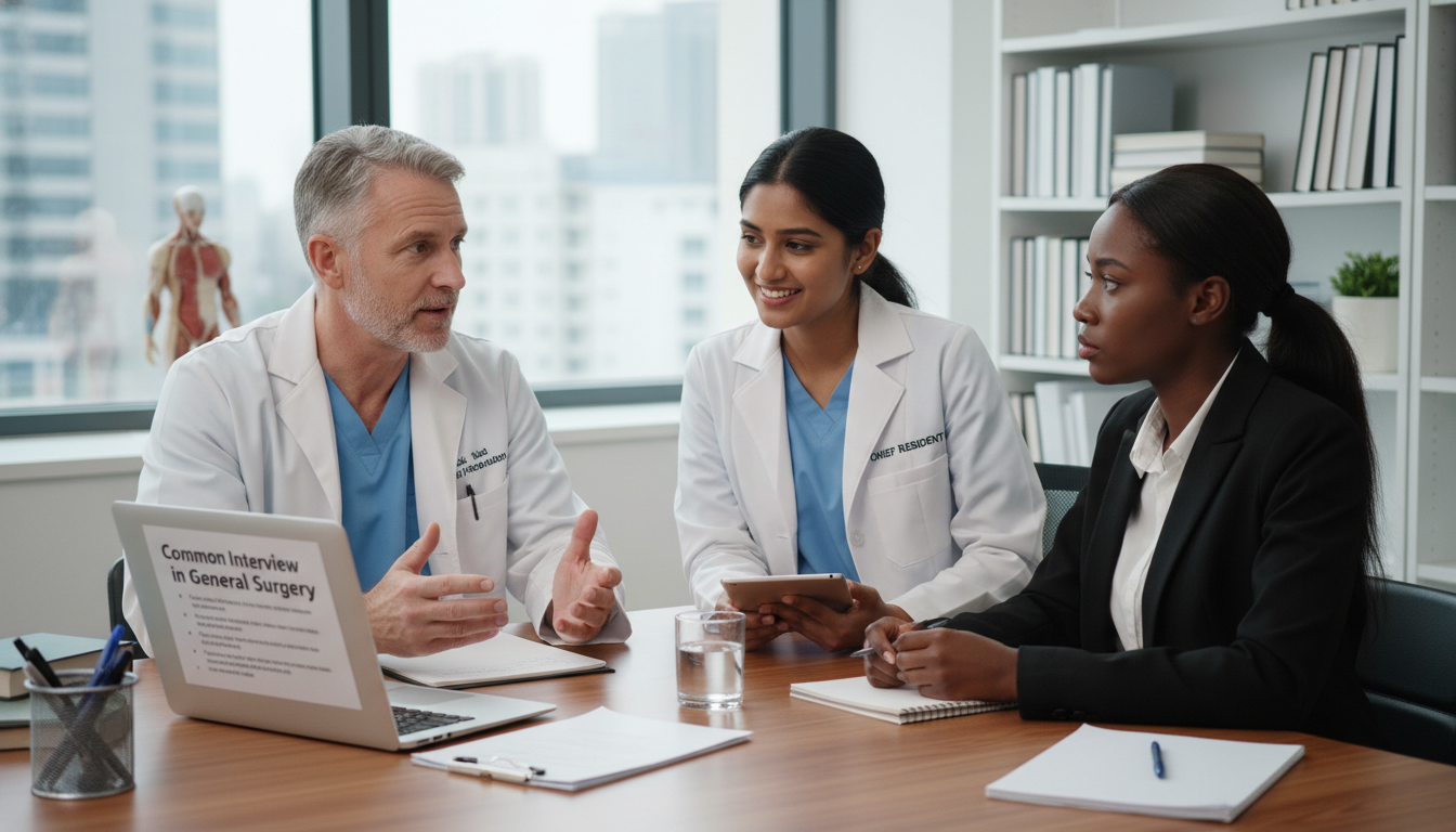 General surgery faculty conducting behavioral interview with applicant - general surgery residency for Common Interview Quest