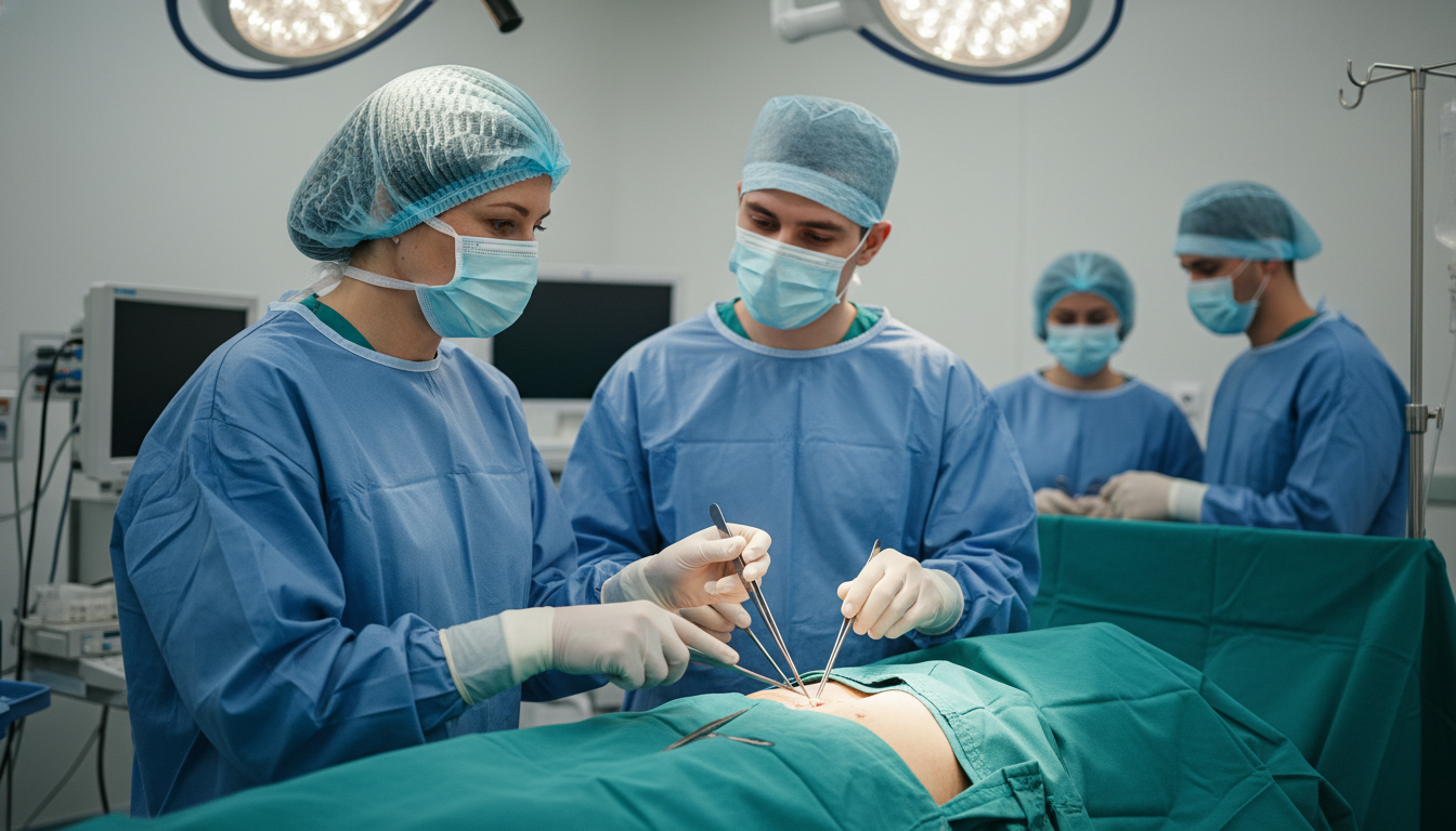 Medical student working with a general surgeon in the operating room - general surgery residency for Letters of Recommendatio