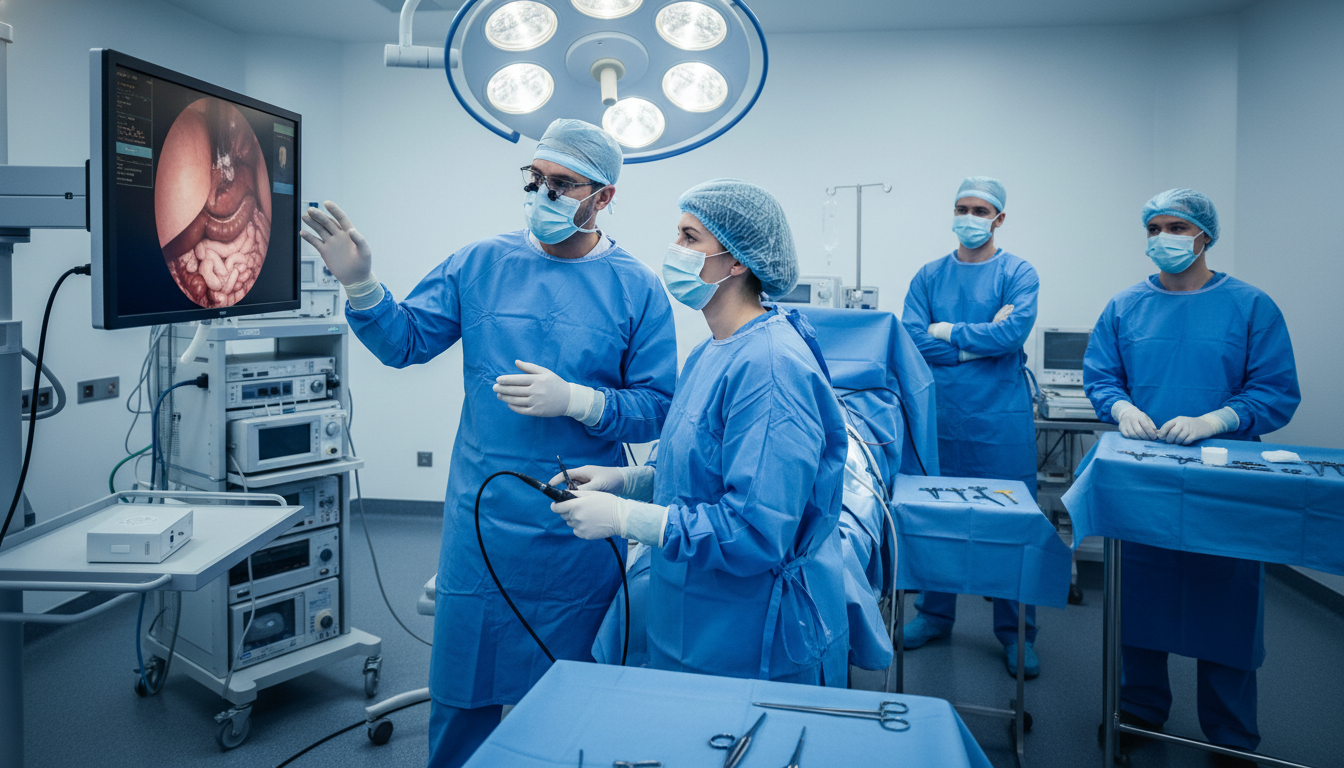 General surgery resident receiving supervision in the operating room General surgery resident receiving supervision in the operating room - general surgery residency for Identifying Malignant Pr