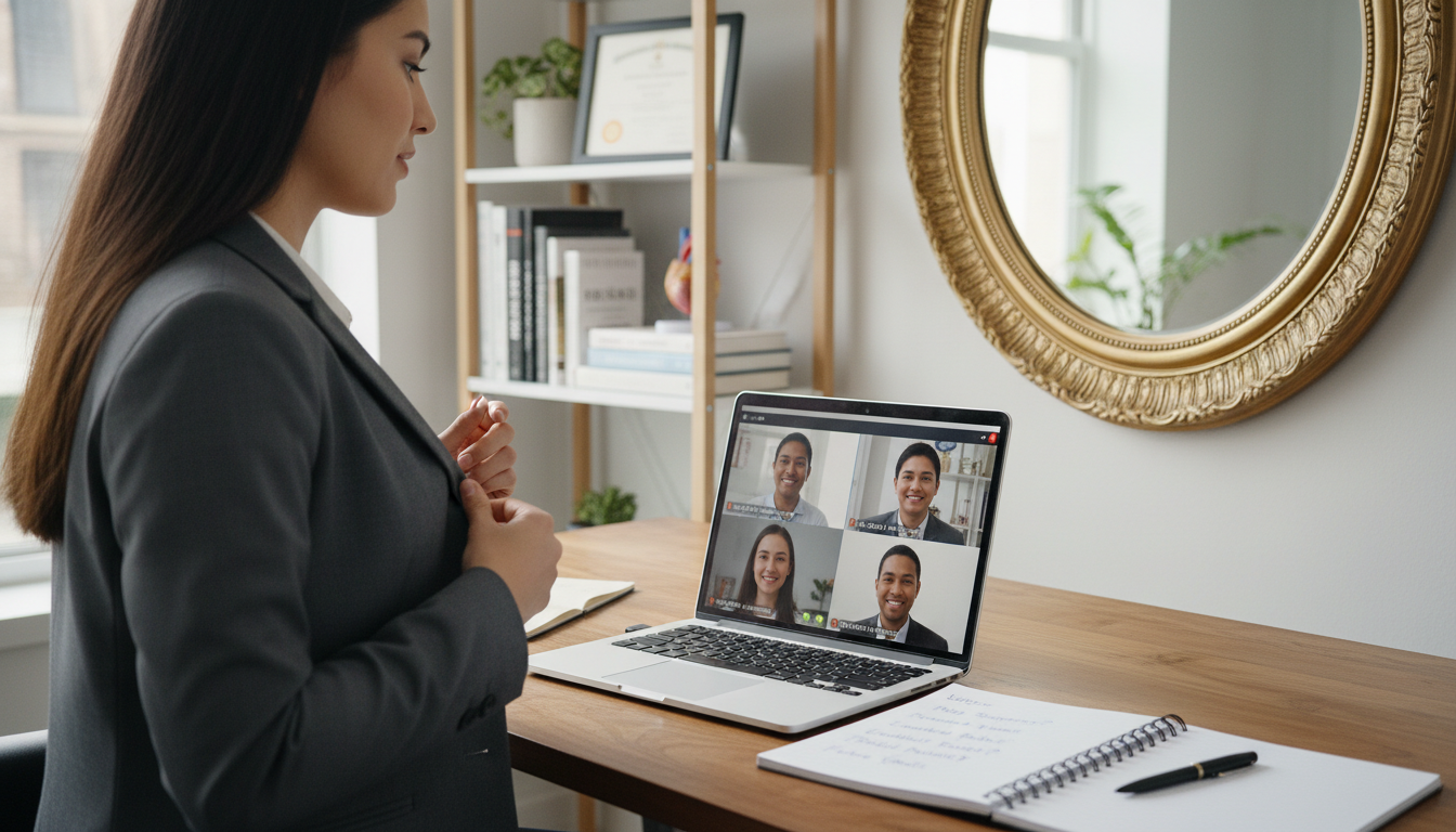 Residency applicant preparing professional attire and setup Residency applicant preparing professional attire and setup - general surgery residency for Pre-Interview Preparation in Gene