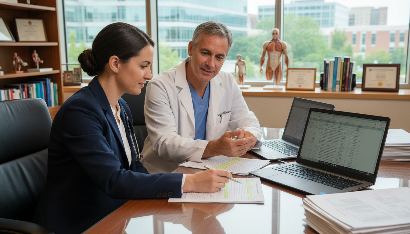 Medical student discussing residency options with a surgical mentor Medical student discussing residency options with a surgical mentor - general surgery residency for How to Research Programs