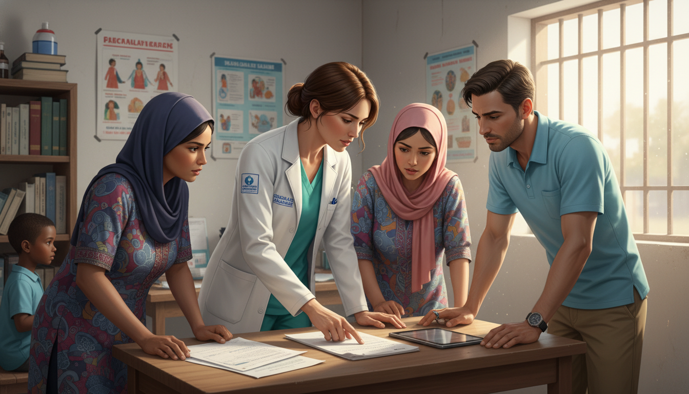 Physician in a low-resource international clinic working with local health workers Physician in a low-resource international clinic working with local health workers - global health residency track for Academ