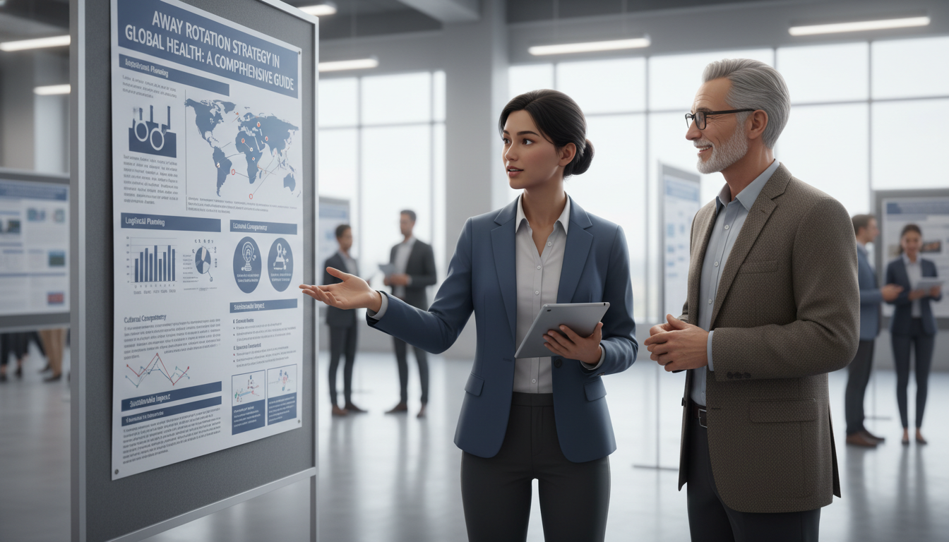 Resident presenting global health research poster Resident presenting global health research poster - global health residency track for Away Rotation Strategy in Global Health