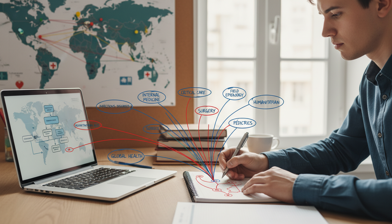 Medical student mapping global health career pathways - global health residency track for Choosing a Medical Specialty in Glo