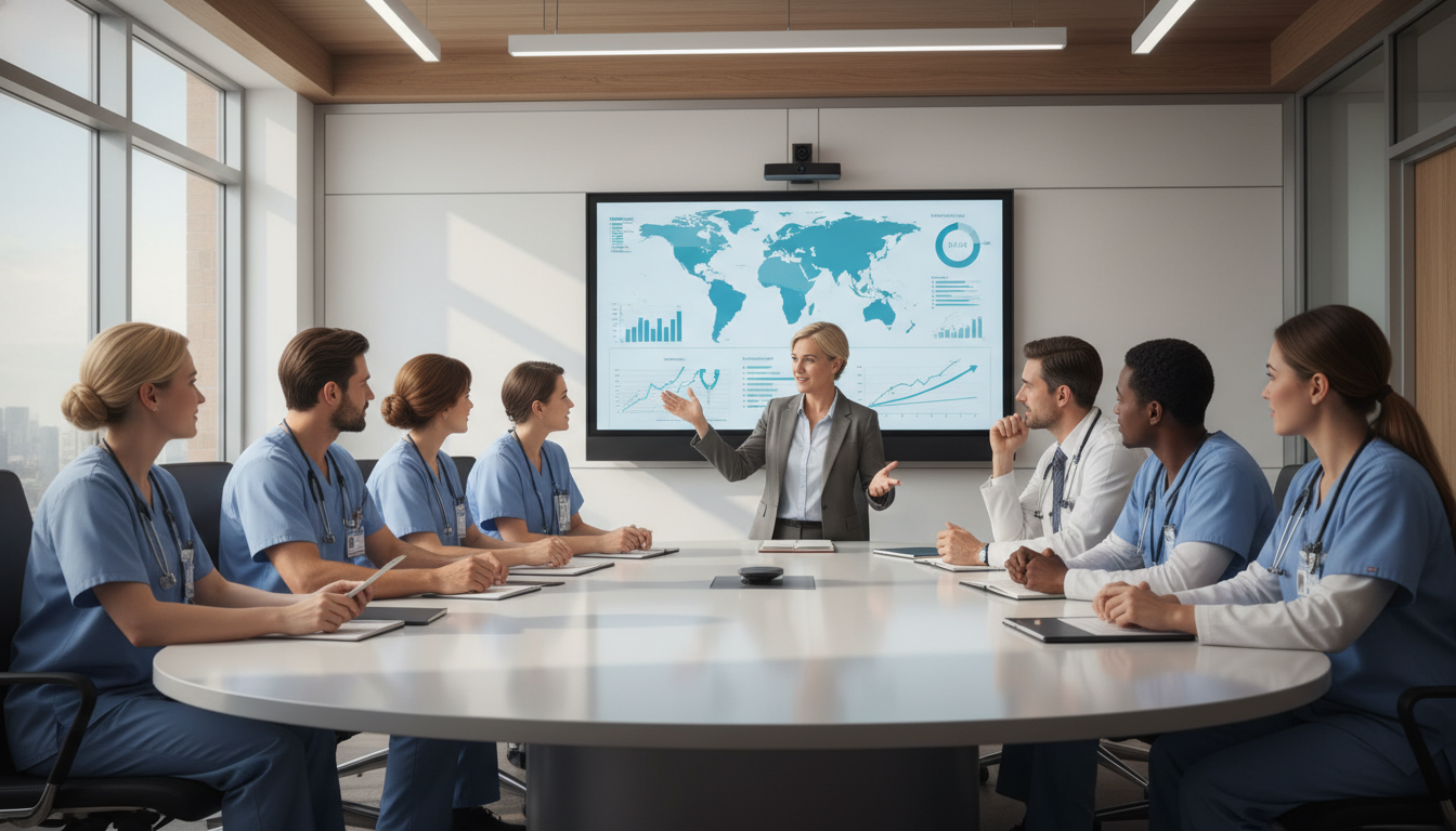 Residents participating in a hospital global health track seminar - global health residency track for Choosing a Medical Spec