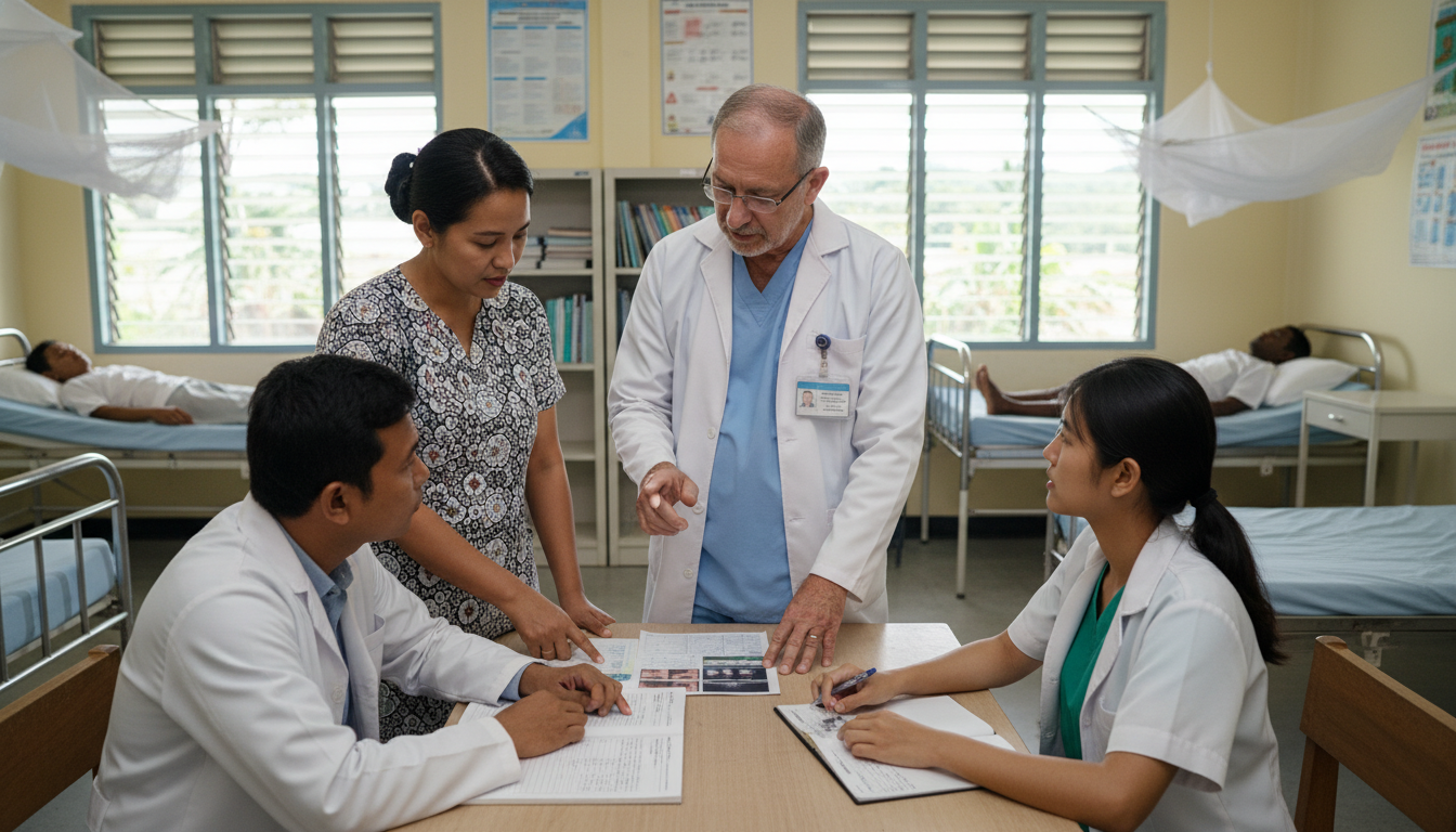Global health resident collaborating with local healthcare team - global health residency track for Excelling in Clinical Rot