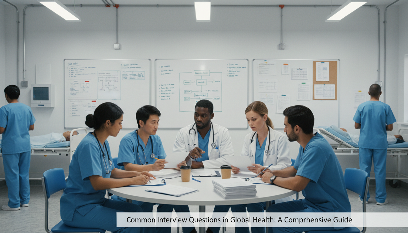 Medical team discussing triage decisions in a global health setting - global health residency track for Common Interview Ques