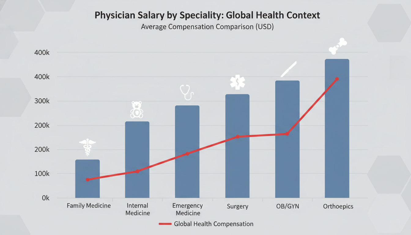 Chart comparing physician salary by specialty with global health overlay Chart comparing physician salary by specialty with global health overlay - global health residency track for Physician Salary