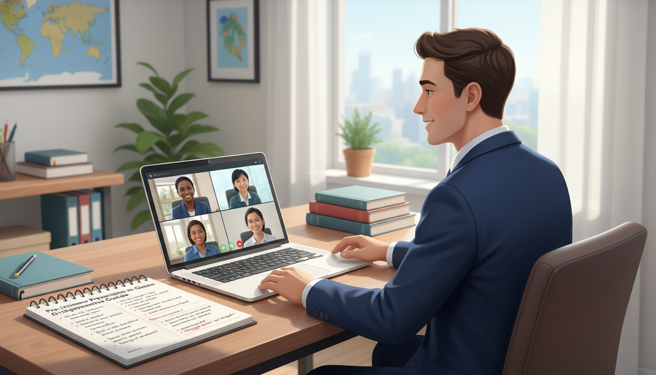 Medical trainee practicing virtual residency interview - global health residency track for Pre-Interview Preparation in Globa