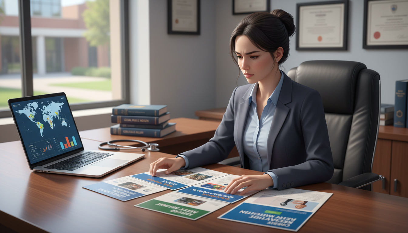 Resident reviewing global health residency track options online - global health residency track for Program Selection Strateg