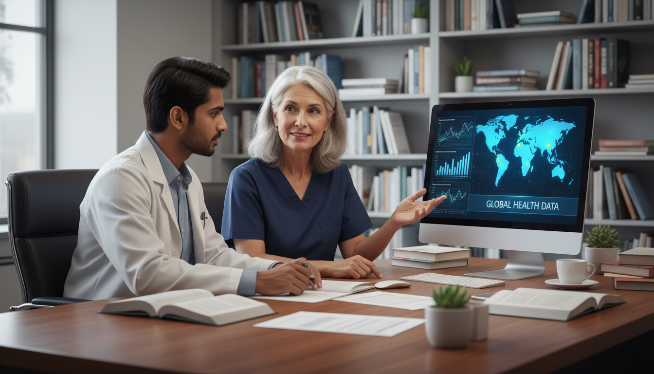 Global health mentor guiding medical student on research design Global health mentor guiding medical student on research design - global health residency track for Research Profile Building