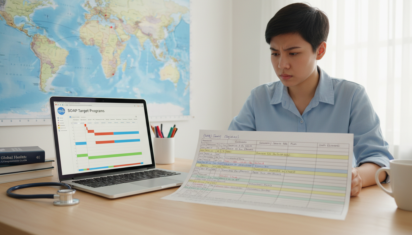 Student building SOAP target list for global health programs - global health residency track for SOAP Preparation in Global H
