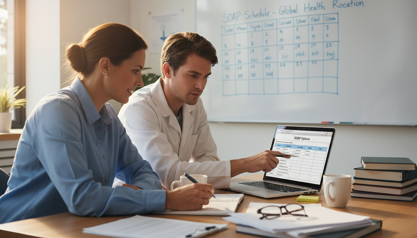 Resident advising unmatched applicant during SOAP week - global health residency track for SOAP Preparation in Global Health: