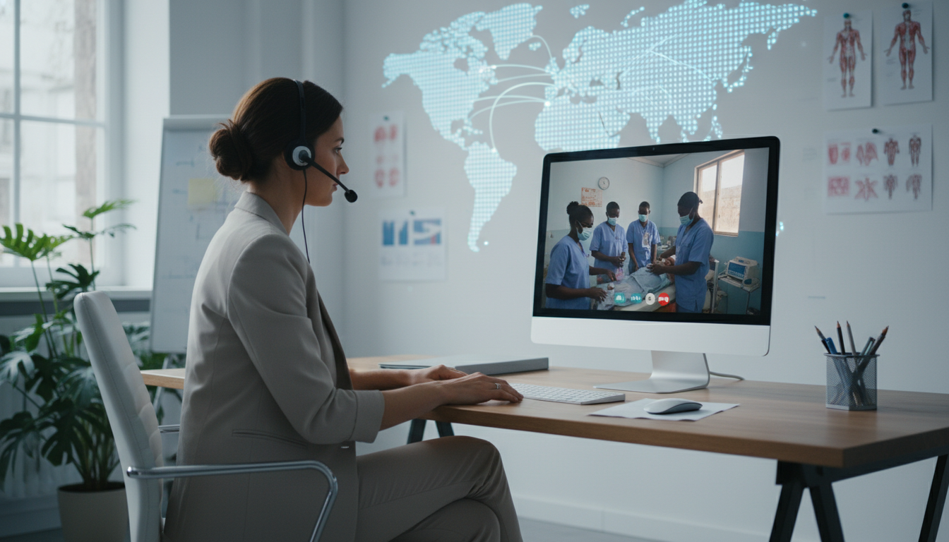 Remote global health physician working from home office - global health residency track for Telemedicine Career Opportunities