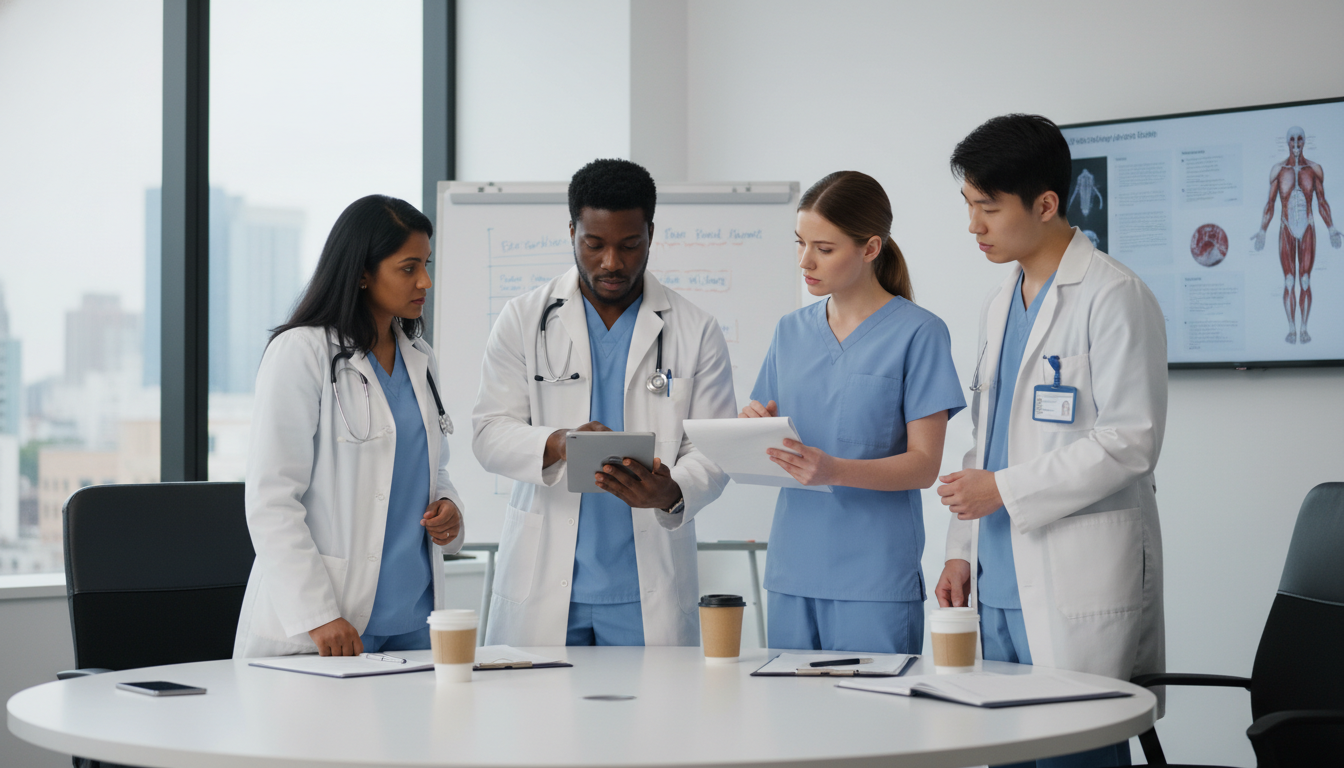 Internal medicine team having a case discussion - internal medicine residency for Common Interview Questions in Internal Medi