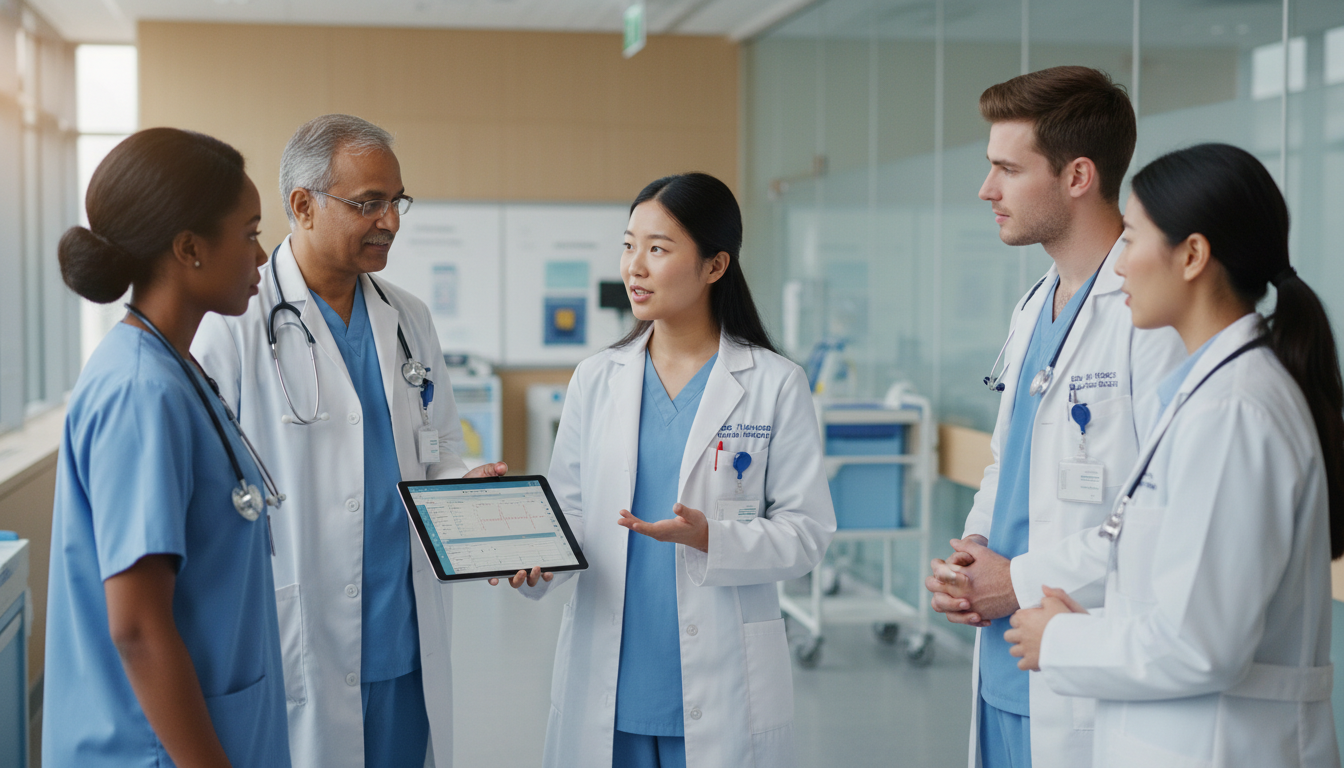 Medical student on internal medicine rotation rounding with team - internal medicine residency for Low Step Score Strategies