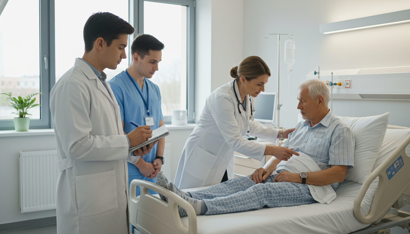 Medical student taking notes during hospital internal medicine rounds Medical student taking notes during hospital internal medicine rounds - internal medicine residency for Medical Shadowing Exp