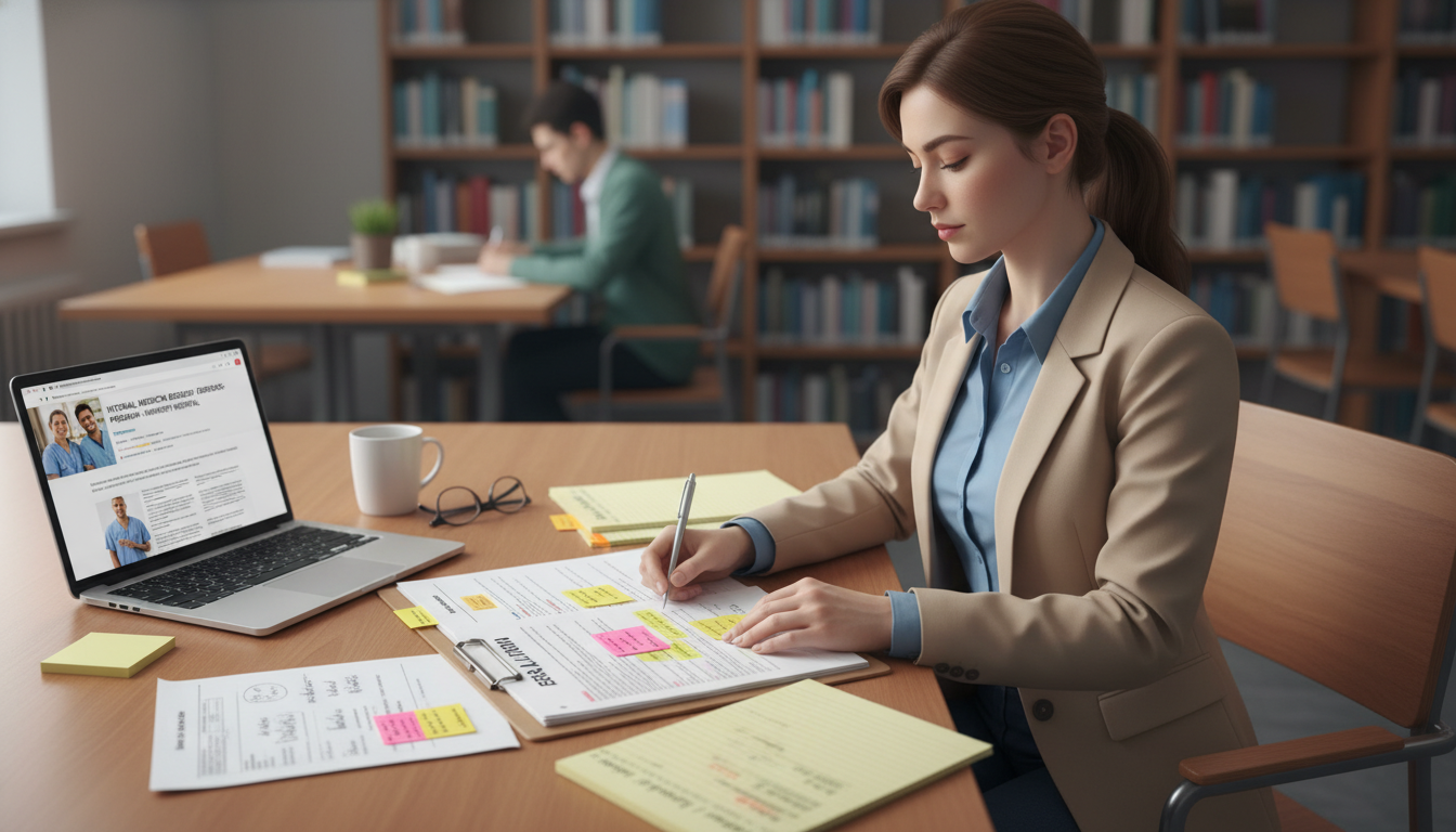 Medical student reviewing ERAS application and personal statement - internal medicine residency for Pre-Interview Preparation