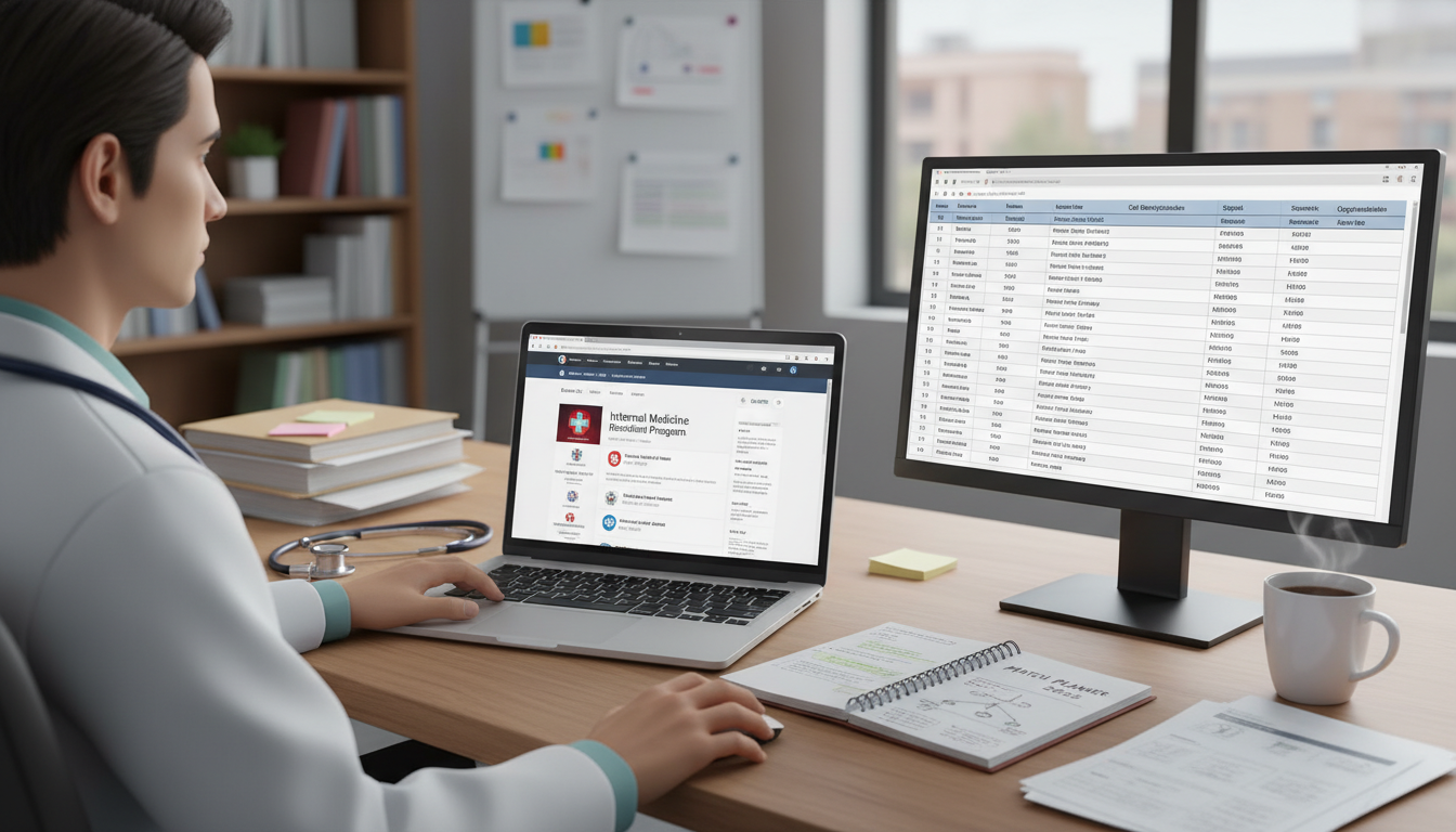 Medical student exploring residency program websites and databases Medical student exploring residency program websites and databases - internal medicine residency for How to Research Programs