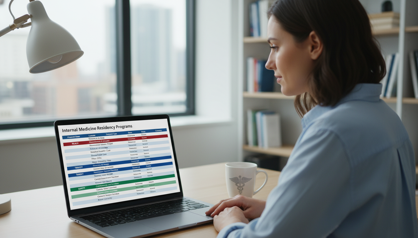 Spreadsheet of internal medicine residency program list with tiers - internal medicine residency for Program Selection Strate
