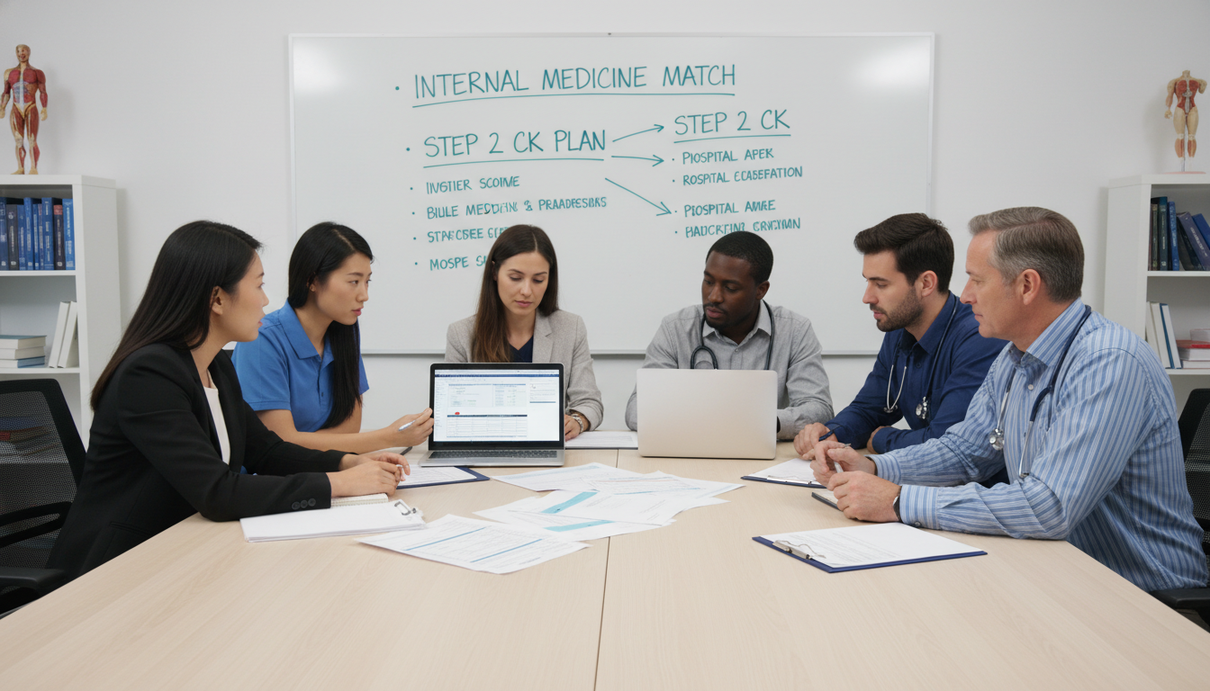 Medical students planning internal medicine residency application strategy with USMLE scores - internal medicine residency fo
