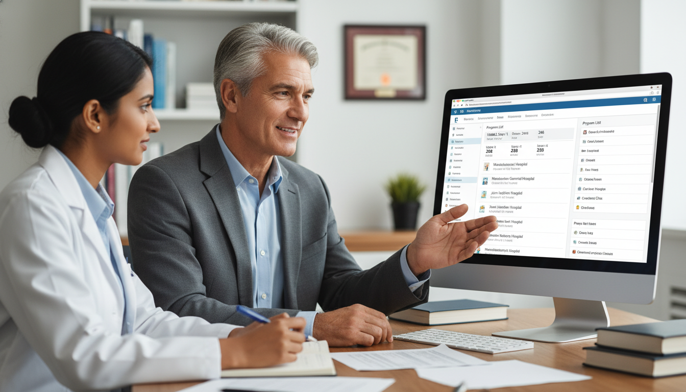 Faculty advisor reviewing internal medicine residency application strategy with student - internal medicine residency for Ste