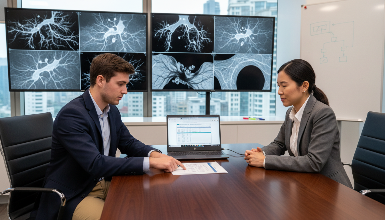 Resident and mentor reviewing IR reapplication strategy Resident and mentor reviewing IR reapplication strategy - interventional radiology residency for Failed Match Recovery in Int