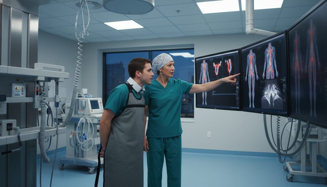 Interventional radiology team teaching a medical student Interventional radiology team teaching a medical student - interventional radiology residency for Medical Shadowing Experienc