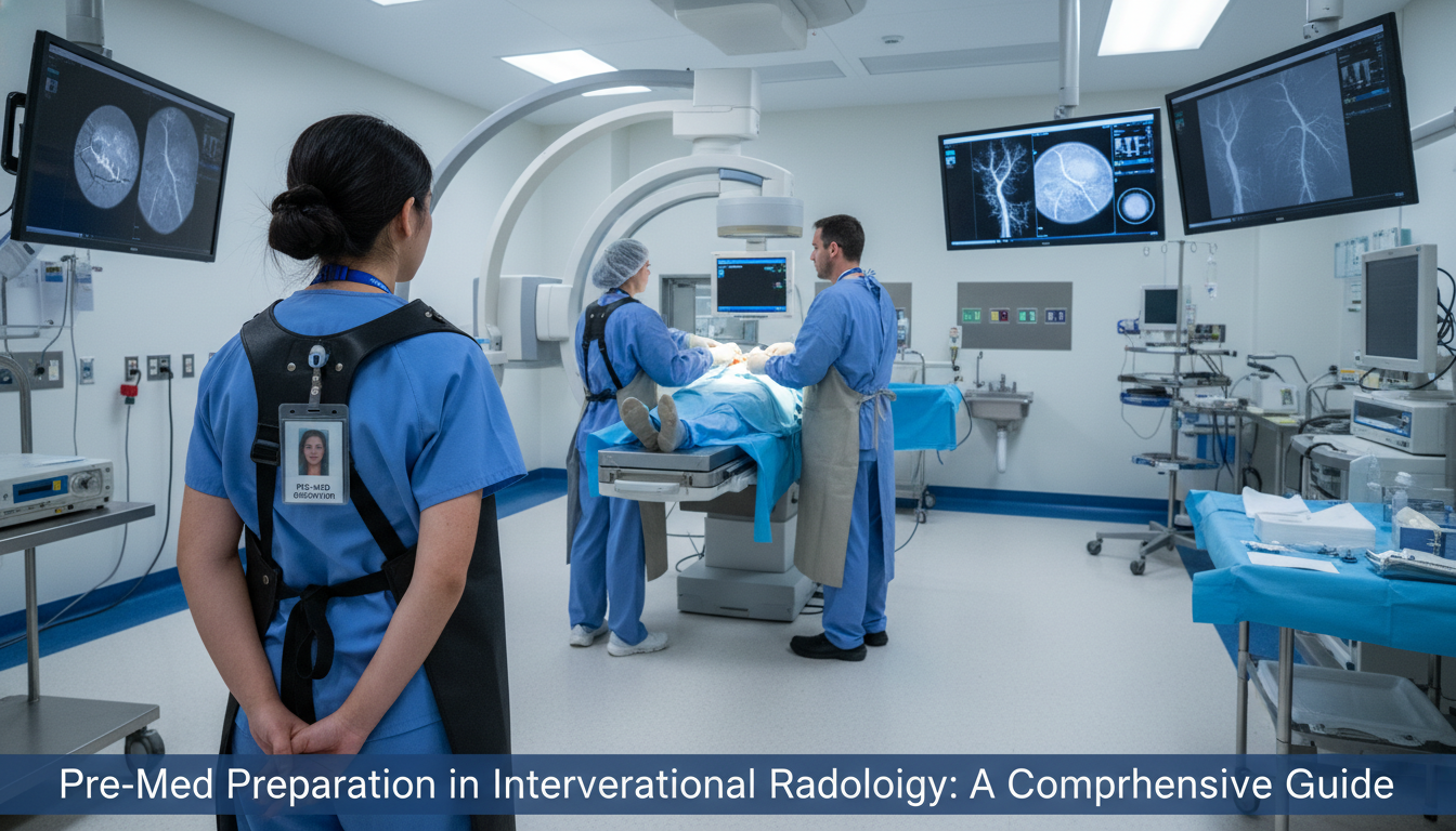 Premed student shadowing interventional radiologist in procedure suite - interventional radiology residency for Pre-Med Prepa