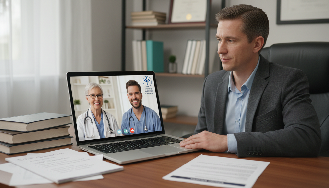 Residency applicant in a virtual SOAP interview with radiology program - interventional radiology residency for SOAP Preparat