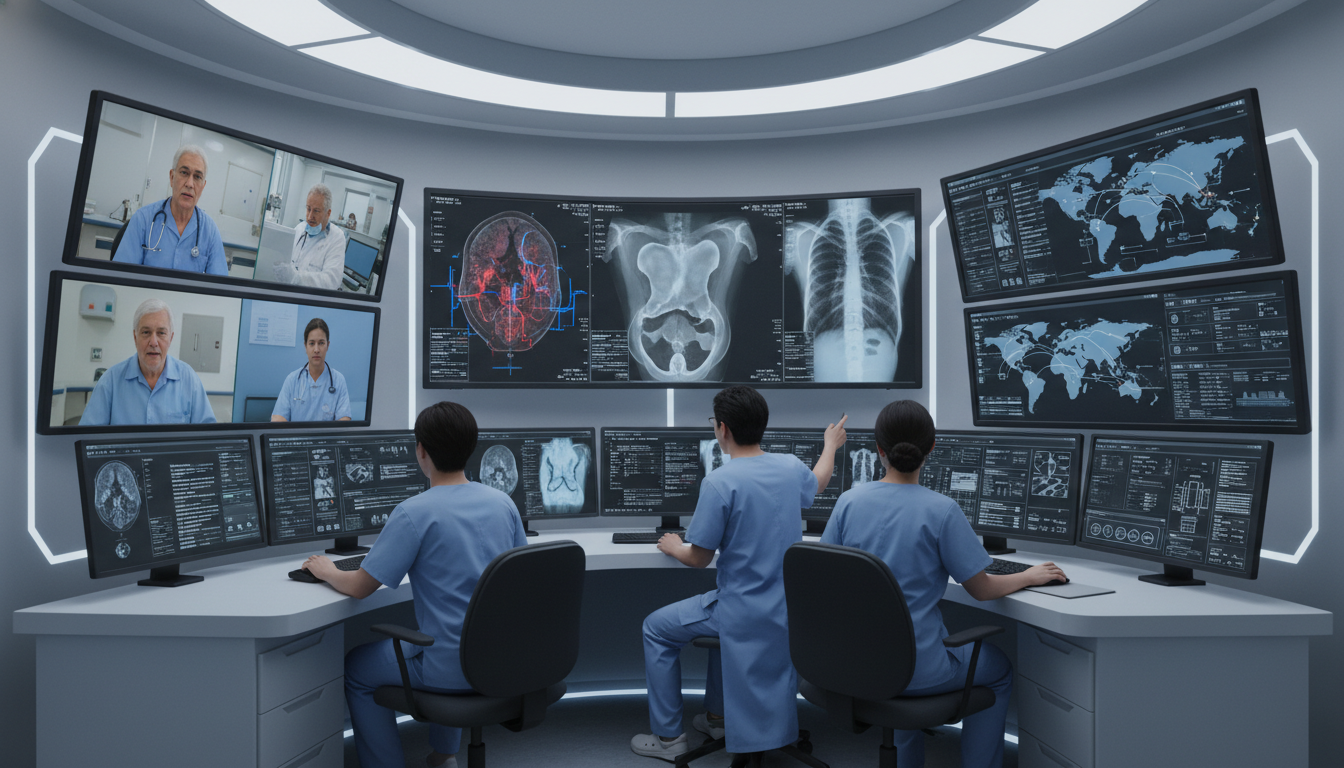 Interventional radiology team operating a telehealth command center Interventional radiology team operating a telehealth command center - interventional radiology residency for Telemedicine Car