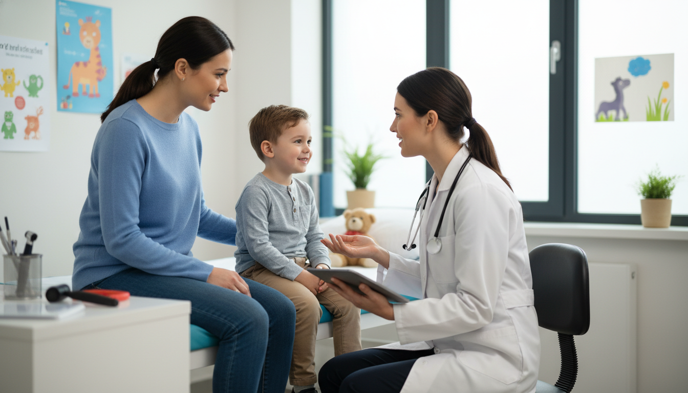 Medical student counseling a parent and child during a pediatric visit Medical student counseling a parent and child during a pediatric visit - med peds residency for Excelling in Clinical Rotatio
