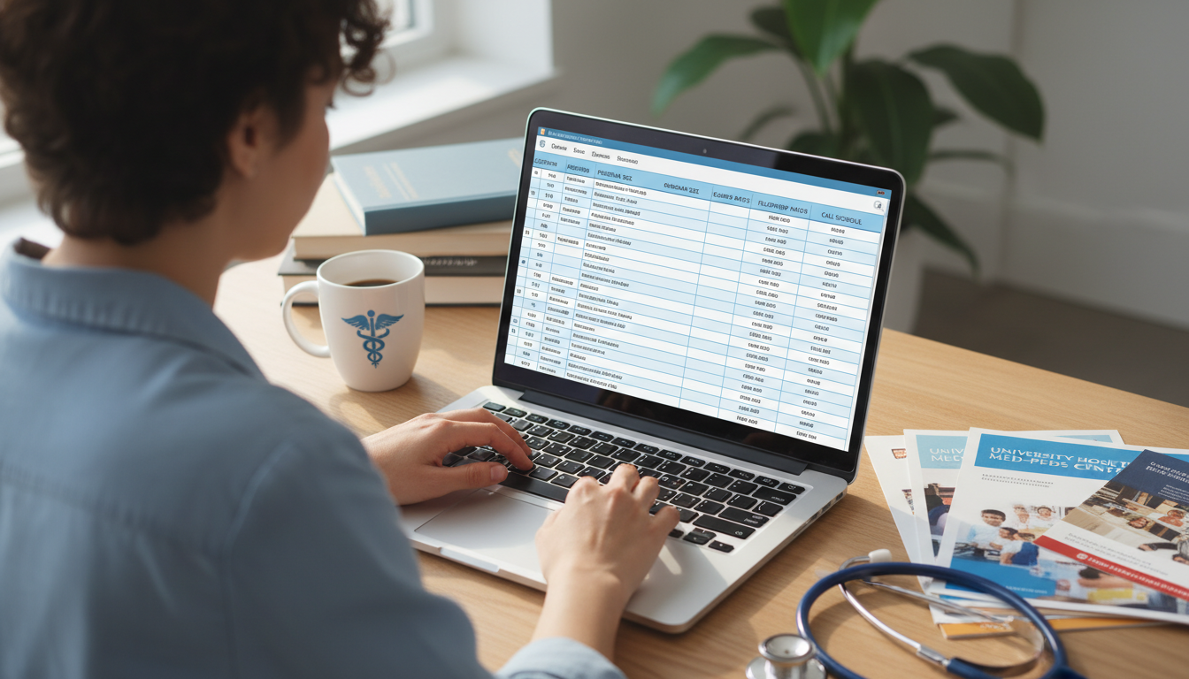 Student creating a spreadsheet for Med-Peds residency program comparison Student creating a spreadsheet for Med-Peds residency program comparison - med peds residency for How to Research Programs in