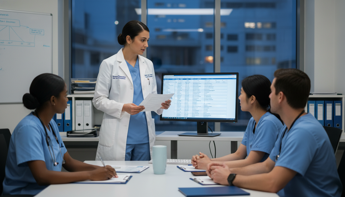 Medicine-Pediatrics resident handing off patient care during sign-out Medicine-Pediatrics resident handing off patient care during sign-out - med peds residency for Managing Residency Work Hours