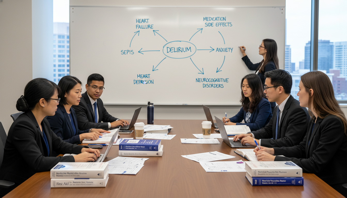 Group of medicine-psychiatry residents in a study session - med psych residency for Board Exam Study Resources in Medicine-Ps