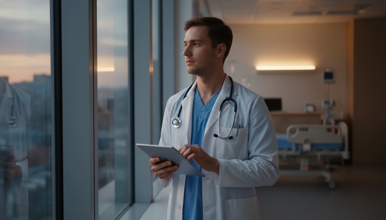 Medicine psychiatry resident taking a reflective pause during a busy hospital shift Medicine psychiatry resident taking a reflective pause during a busy hospital shift - med psych residency for Residency Burno