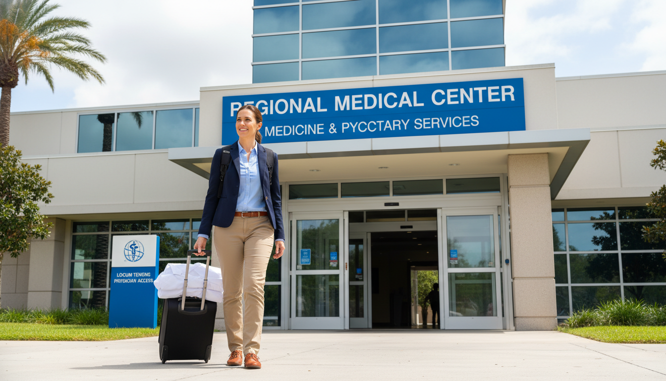 Traveling medicine psychiatry locum physician arriving at hospital - med psych residency for Locum Tenens Opportunities in Me