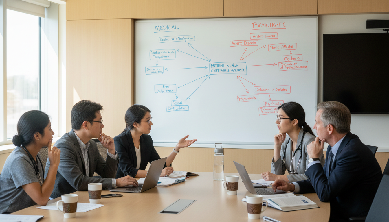 Medicine-Psychiatry residents during interdisciplinary teaching conference Medicine-Psychiatry residents during interdisciplinary teaching conference - med psych residency for Questions to Ask Program