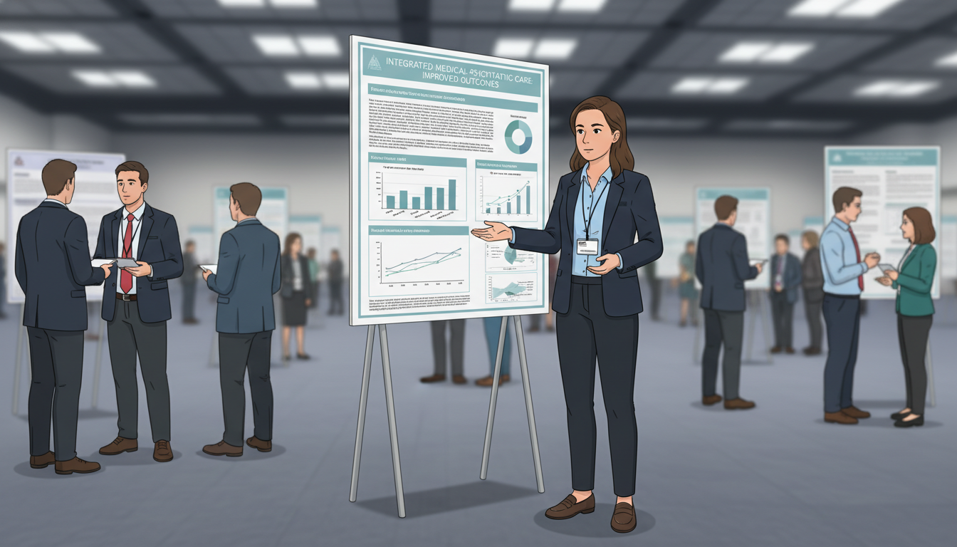 Resident presenting Medicine-Psychiatry research poster - med psych residency for Research During Residency in Medicine-Psych