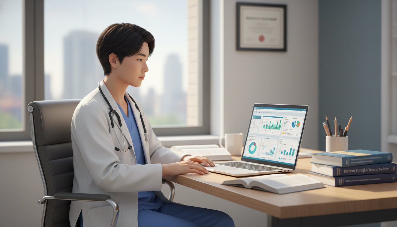 Medicine-Psychiatry resident working on research data analysis - med psych residency for Research During Residency in Medicin