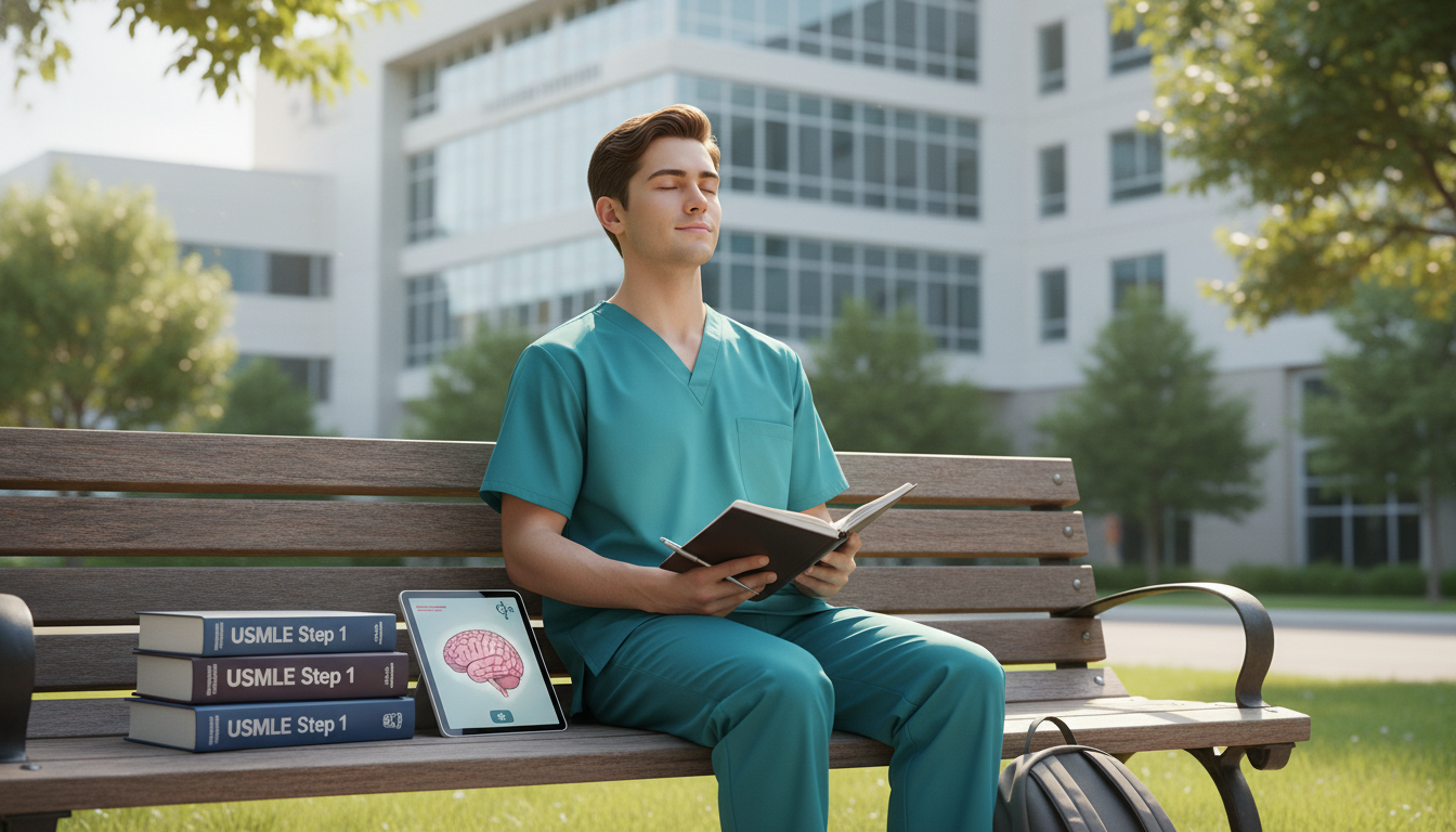 Medical student managing mental health and study balance during USMLE Step 1 prep Medical student managing mental health and study balance during USMLE Step 1 prep - med psych residency for USMLE Step 1 Prep