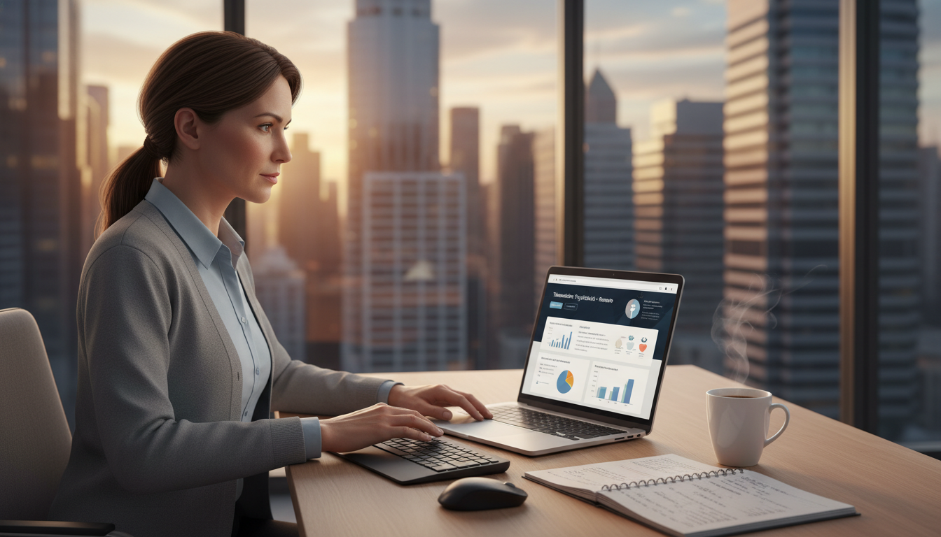 Resident exploring telehealth career options online Resident exploring telehealth career options online - med psych residency for Telemedicine Career Opportunities in Medicine-P