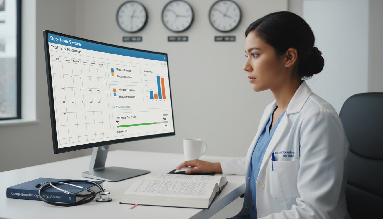 Medicine-psychiatry resident tracking duty hours on a computer - med psych residency for Managing Residency Work Hours in Med