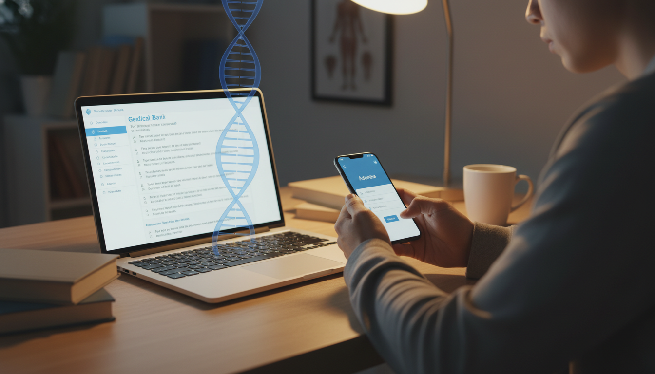 Genetics trainee using Anki and question bank on laptop and phone Genetics trainee using Anki and question bank on laptop and phone - medical genetics residency for Board Exam Study Resources