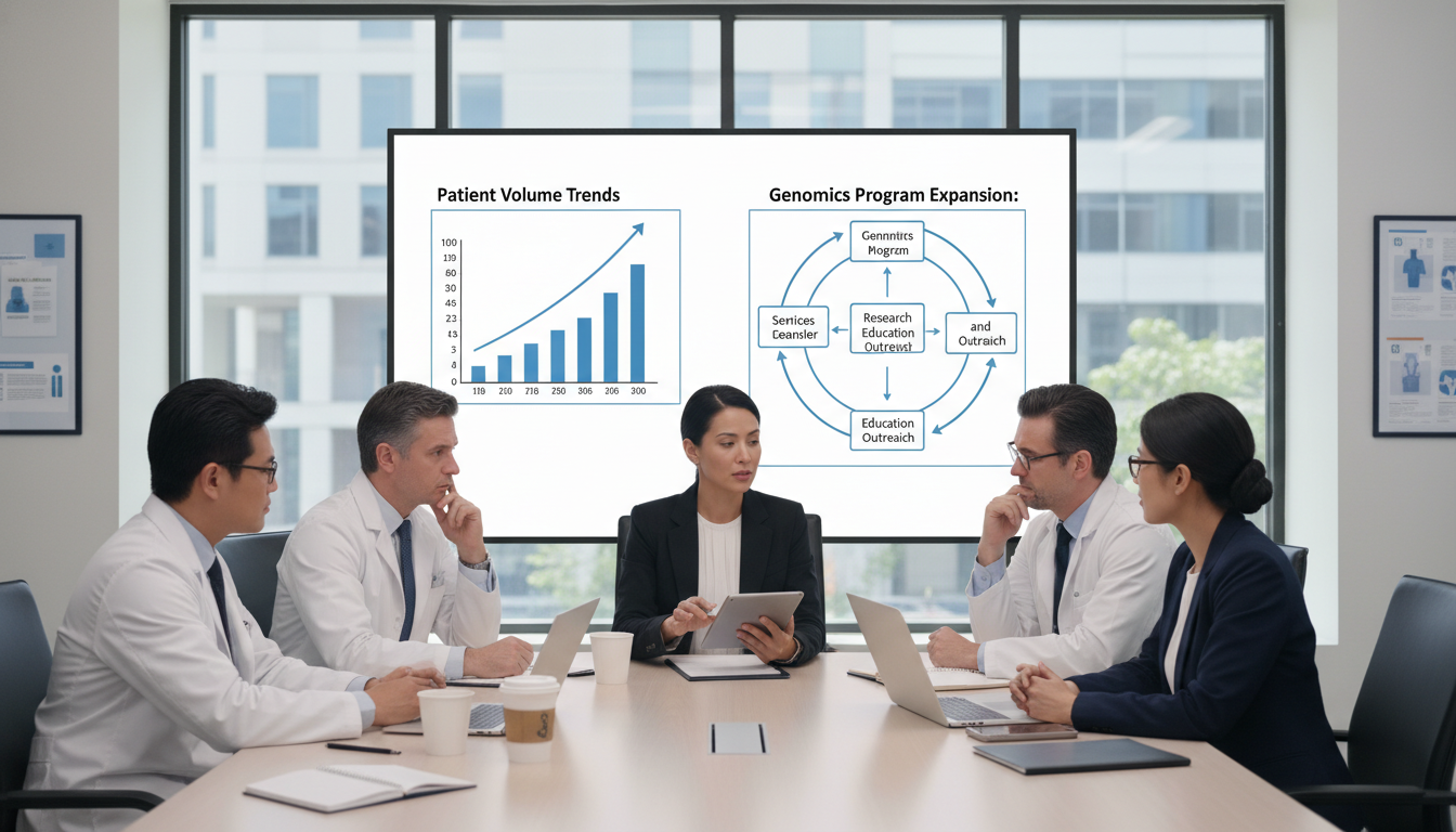 Medical genetics team discussing workload and program development Medical genetics team discussing workload and program development - medical genetics residency for Physician Contract Negotia