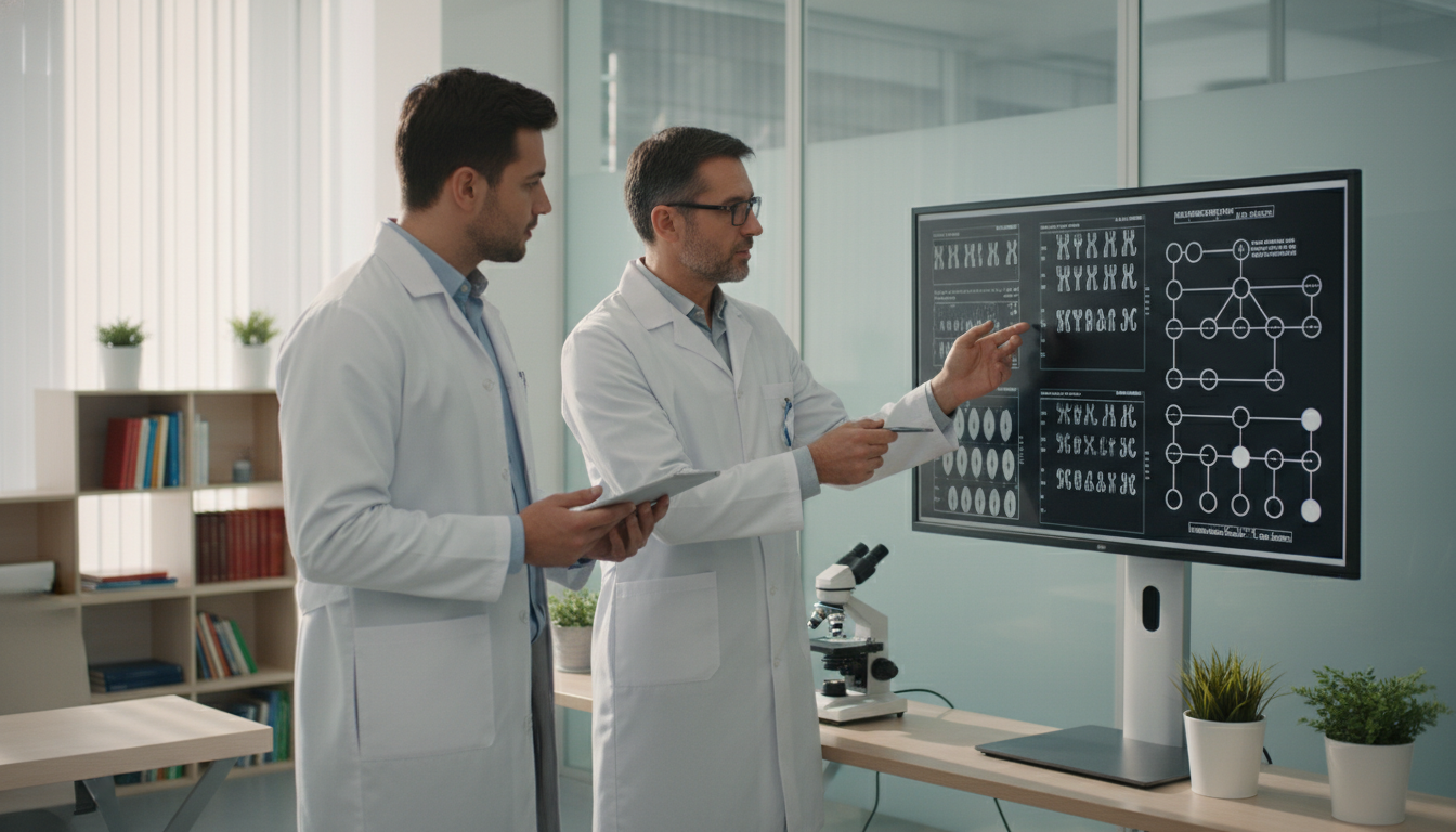 Medical student working with clinical geneticist in clinic Medical student working with clinical geneticist in clinic - medical genetics residency for CV Building in Medical Genetics: